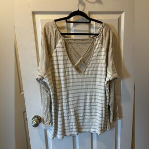 Tart Maternity 4X Beige Striped Long Sleeve Top NWT